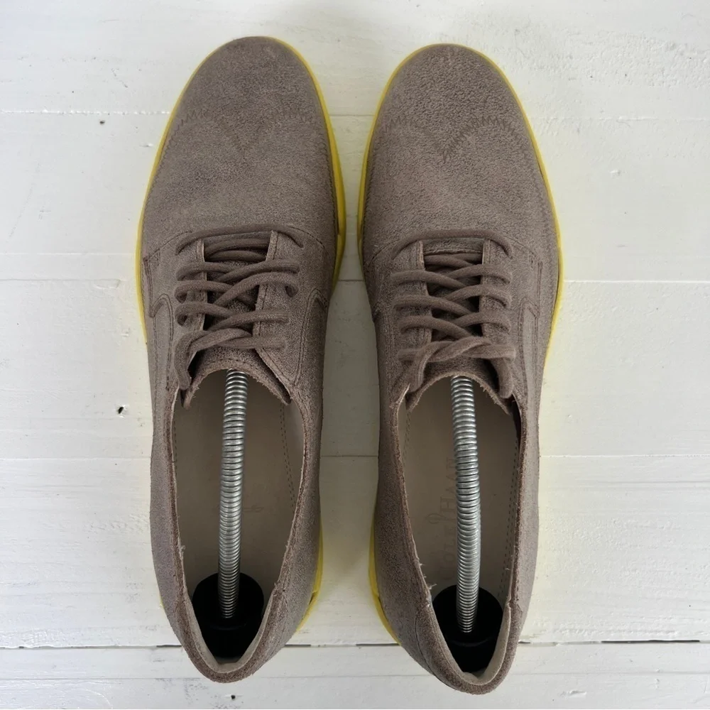 Cole Haan Brown Yellow Dress Shoes Men's 11 M Christy Wingtip Oxfords Lunar Neon